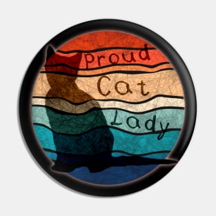 Vintage beach cat - proud cat lady dark Pin