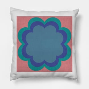 Pink, blue Linen textured scandi flower Pillow