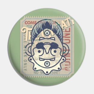 Topsy Turvey Upside Down Circus Ticket Pin