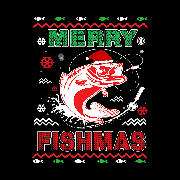 Merry Fishmas T-Shirt Christmas by TeeSky