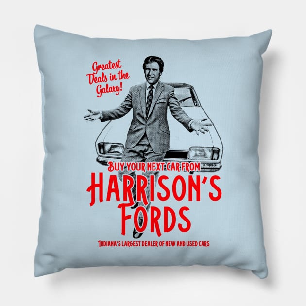 Harrison Ford Car Dealership Pillow by UselessRob