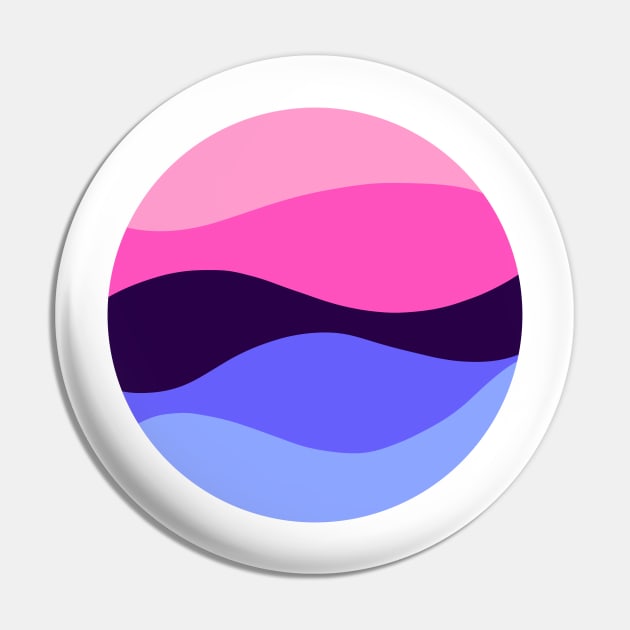 Omnisexual Waves Circle Pin by JustGottaDraw