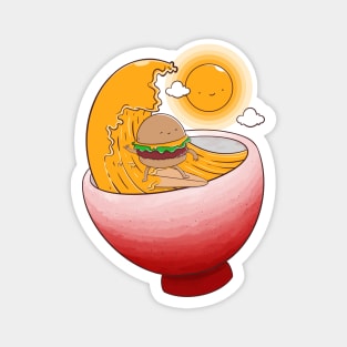 Burger Surfer in Ramen Bowl Magnet