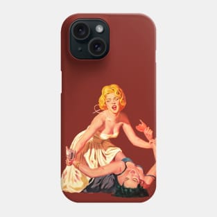 Blonde and Brunette Fight Pulp Fiction Sexy Pin Up Girls Real Men Love Lies Bleeding Retro Comics Vintage Old Phone Case