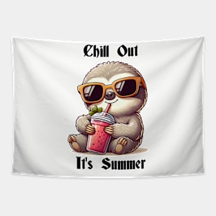 Chill Out Summer Smoothie Sloth Tapestry