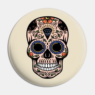 Mexican skull in retro colors Pin