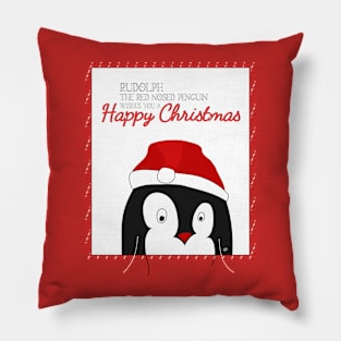 Rudolph Christmas Penguin Pillow