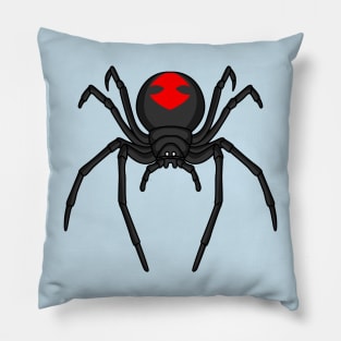 Scary black widow spider cartoon illustration Pillow