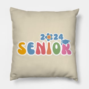 Retro 2024 High School Senior Flower Power Pillow