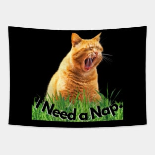 Sleepy Tired Orange Tabby Cat Yawning Tapestry