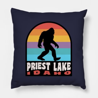 Priest Lake Idaho Bigfoot Sasquatch Camping Retro Pillow