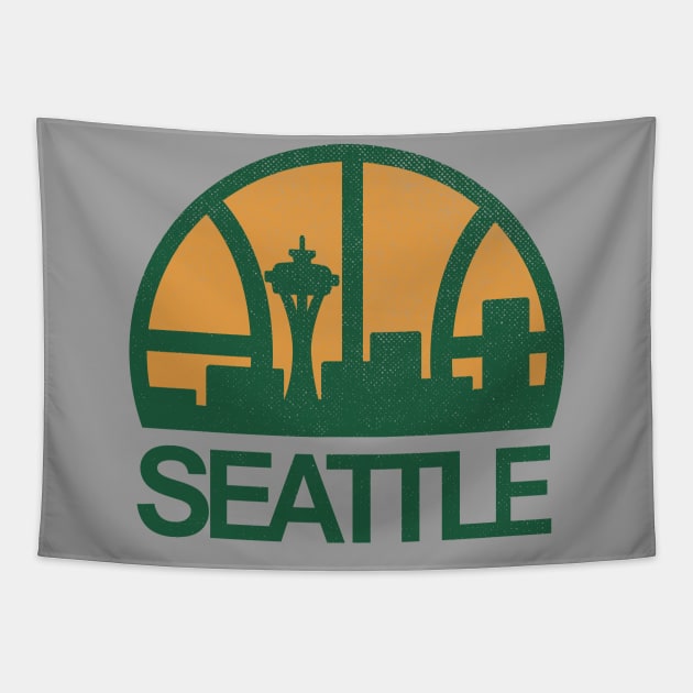 Classic Seattle SuperSonics Skyline Tapestry by LocalZonly