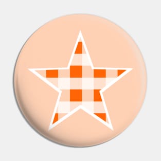 Orange and White Buffalo Plaid Star Pin