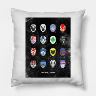 Luchadores Poster Grunge Pillow