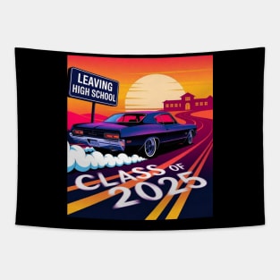 Class of 2025 Senior Graduation Shirt - High School Leaving 2025 Vintage Design Tapestry