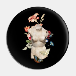 Popular Floral and Sculpture Art Collage, Nude Body Pin