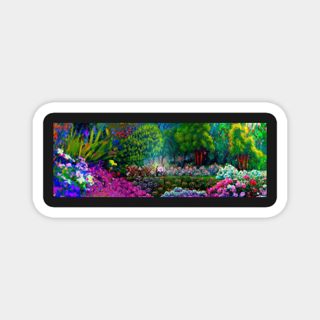 An oil painting of a wombat in a flower garden Magnet by J7Simpson