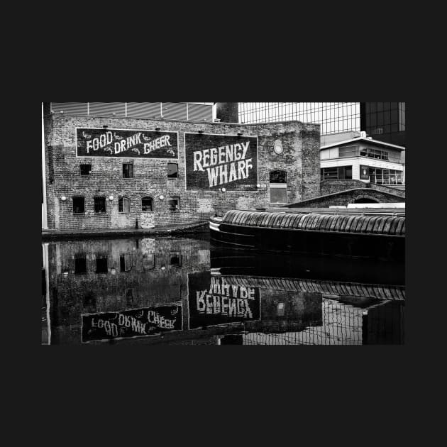 Birmingham Canal at  Regency Wharf - Monochrome Photograph by stuartchard