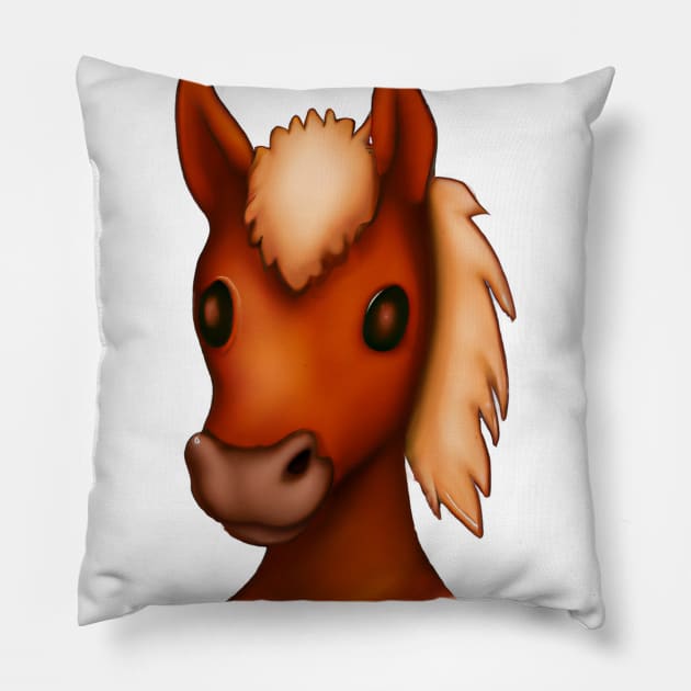 Cute Horse Drawing Pillow by Play Zoo
