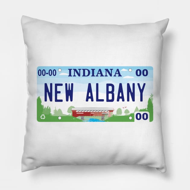 New Albany Indiana License Plate Pillow by zsonn