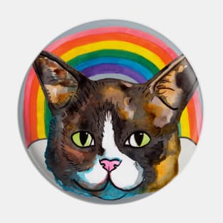 Cute cat in rainbow with clouds Pin