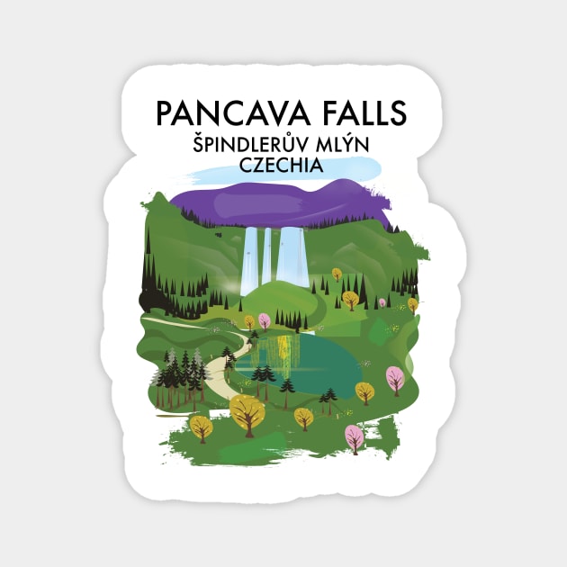 Pancava Falls Špindlerův Mlýn, Czechia travel poster. Magnet by nickemporium1