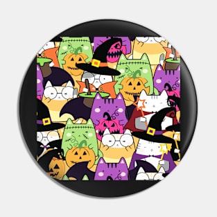 Cute Cats Halloween Pattern Pin