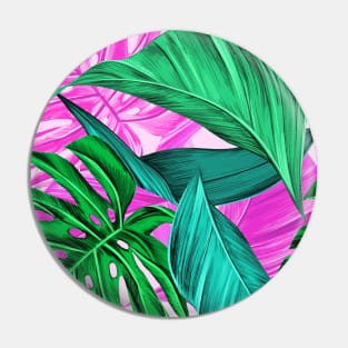 Tropical leaves on fucsia Pin