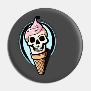 Skeleton skull I scream ice cream Pin