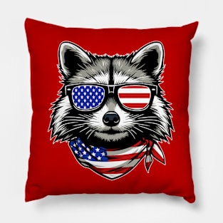 Vintage Raccoon USA Sunglasess Pillow