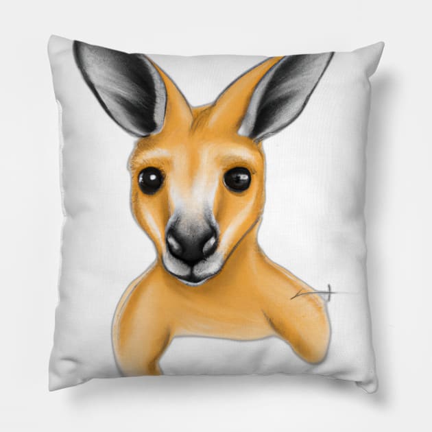 Cute Kangaroo Drawing Pillow by Play Zoo