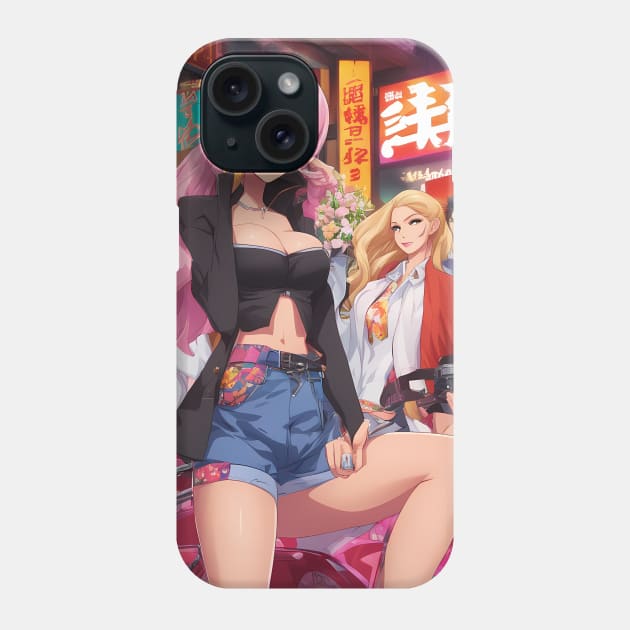 Hip Hop Anime Girl Squad: Cute and Colorful Phone Case by animegirlnft