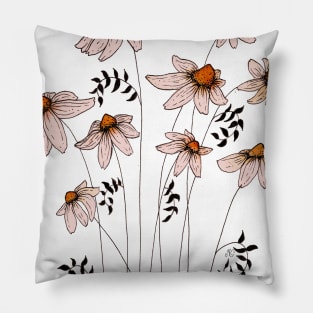 Daisies Illustration Pillow