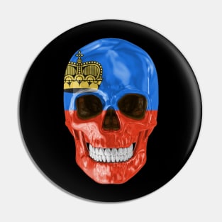 Liechtenstein Flag Skull - Gift for Liechtensteiner With Roots From Liechtenstein Pin