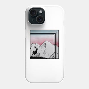 Deer watching mountain sunset Phone Case