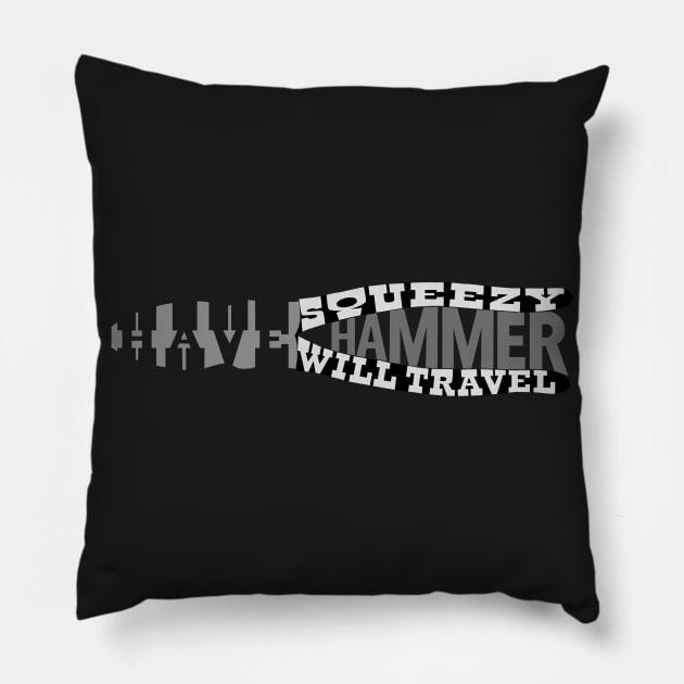 Funny Electrician Typography, Squeezy Hammer, Construction Humor Pillow by The Trades Store