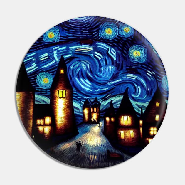 Starry Night Over Hogsmeade Pin by Grassroots Green