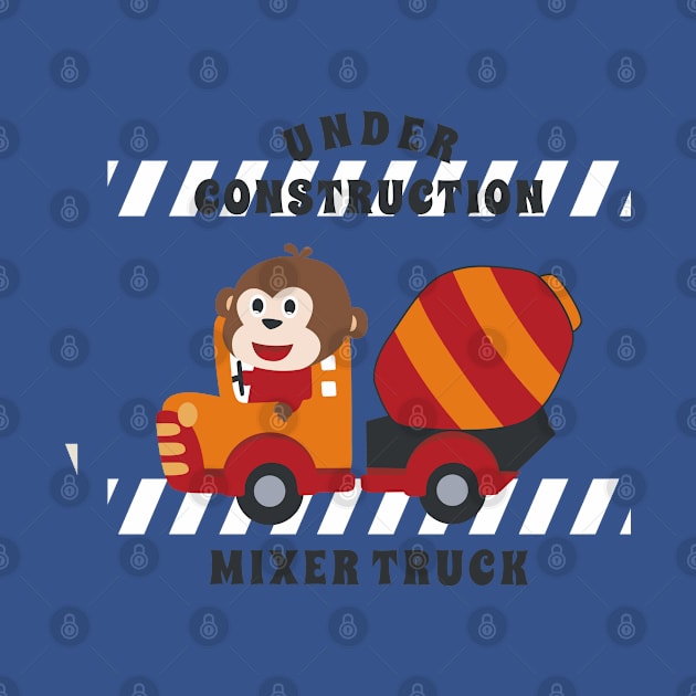 Vector illustration of contruction vehicle with cute litle animal driver. by KIDS APPAREL