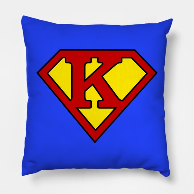 Superhero Symbol Letter K Pillow by NextLevelDesignz