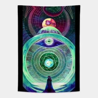 Bird Skull Geometric space Tapestry