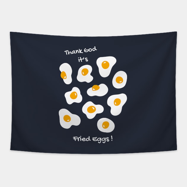 Cute Cartoon Fried Eggs Hand Drawn Tapestry by mamita.design