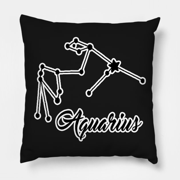 Aquarius Zodiac Constellation Design Pillow by Pikmi