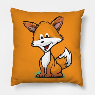 Cute Fox Cartoon Illustration Pillow