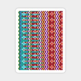 Retro 1960s Style Sixties Vintage Abstract Pattern Design Multicolored Magnet