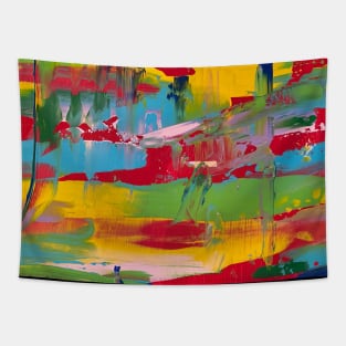 Red Abstract Smeared Painting Tapestry