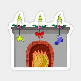 Cozy Christmas Fireplace Magnet