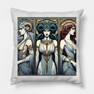 Bad Girl Triptych: Lilith, Medusa, and Jezebel Pillow