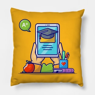 Online Education Cartoon Vector Icon Illustration Pillow