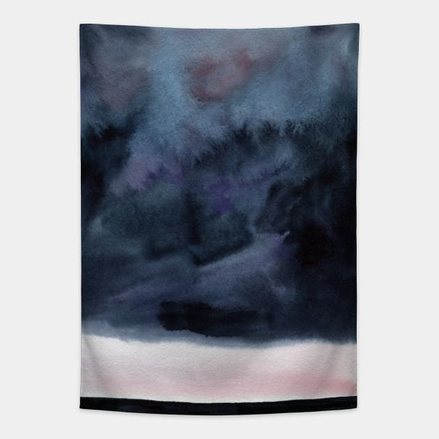 Watercolor landscape sky clouds Tapestry by Olga Berlet