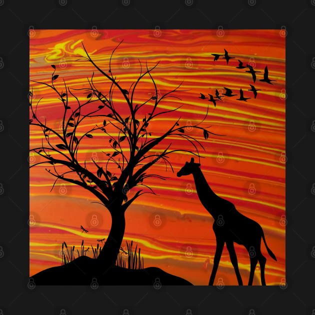 Sunset African Savannah Landscape - Original Acrylic Art by AussieMumaArt